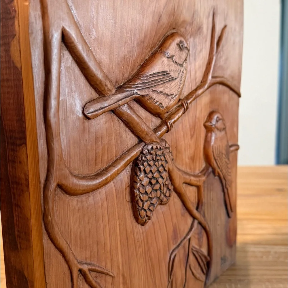 Artisan Carved Bird Wall Shelf
